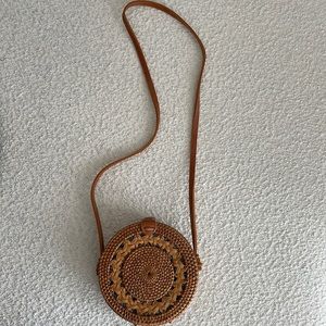 Rattan crossbody purse